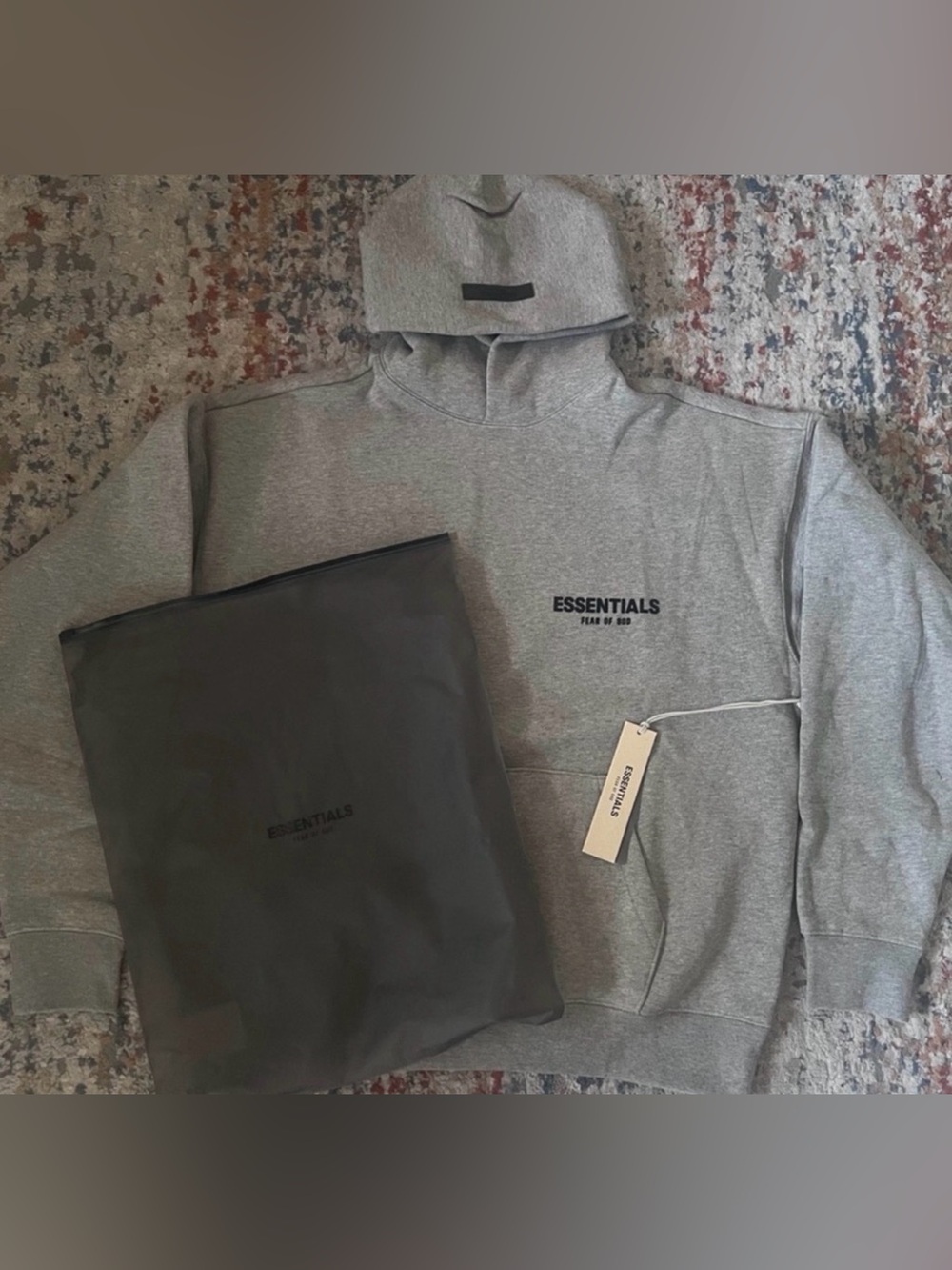 Essentials Men’s Light Grey Logo Hoodie